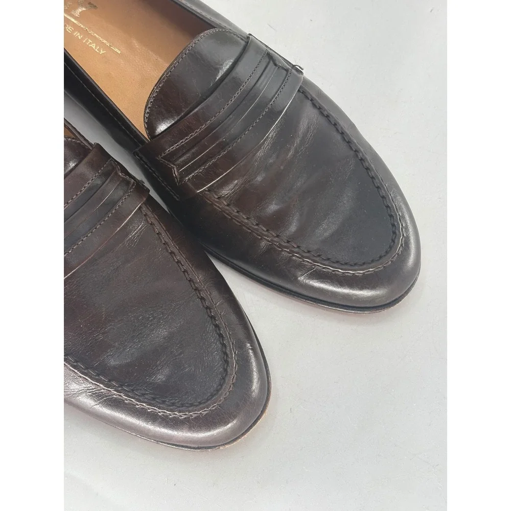 Vintage Bally Loafers Brown Men Size 8.5 Leather Made In Italy